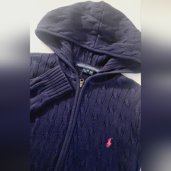 Ralph lauren Knit zip up hoodie.Navy blue - Picture 4 of 4